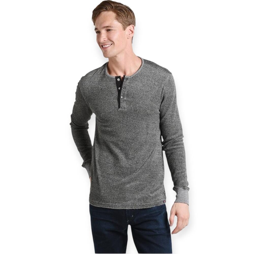 Faherty Men's Jaspe Terry Henley Pullover Shirt M